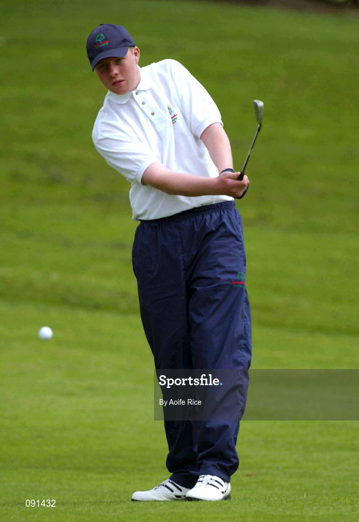 20 June 2002; Mark Ellison of Down pitches onto the first green during the 2002 Special Olympics Ireland National Games at Elm Green Golf Club in Castleknock, Dublin. Photo by Aoife Rice/Sportsfile