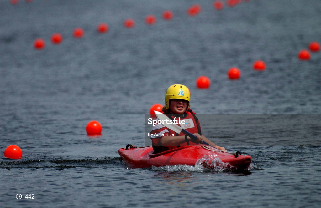 20 June 2002; Agnieszka Kosinska of Poland during the 2002 Special Olympics Ireland National Games Kayaking at Salmon Leap Canoe Club in Leixlip, Kildare. Photo by Aoife Rice/Sportsfile