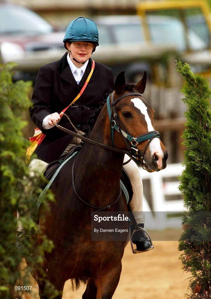 21 June 2002; Elizabeth Bracken on Buzz in action during the 2002 Special Olympics Ireland National Games Trial Ride at Kill International Equestrian Centre in Kildare. Photo by Damien Eagers/Sportsfile