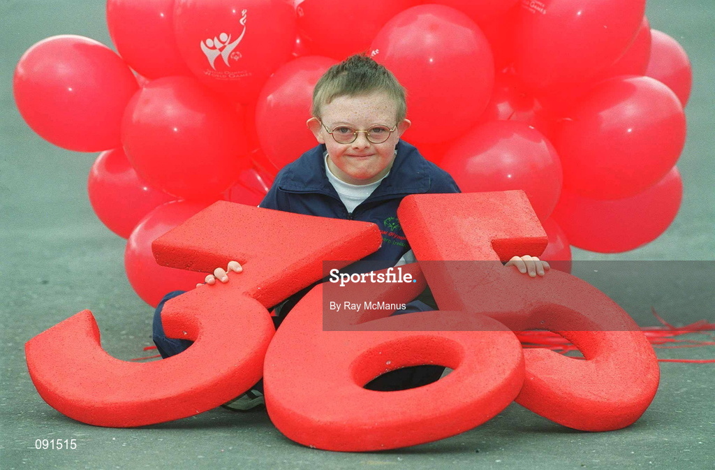21 June 2002; Exactly one year from today the most momentous sporting event ever to be held in Ireland, the 2003 Special Olympics World Summer Games, will kick off in spectacular fashion with an exciting Opening Ceremony in Dublin's Croke Park. Our picture shows gymnast Ross Stewart aged 9 from Belfast at the announcement of 365 days to go until the opening ceremony. Photo by Ray McManus/Sportsfile