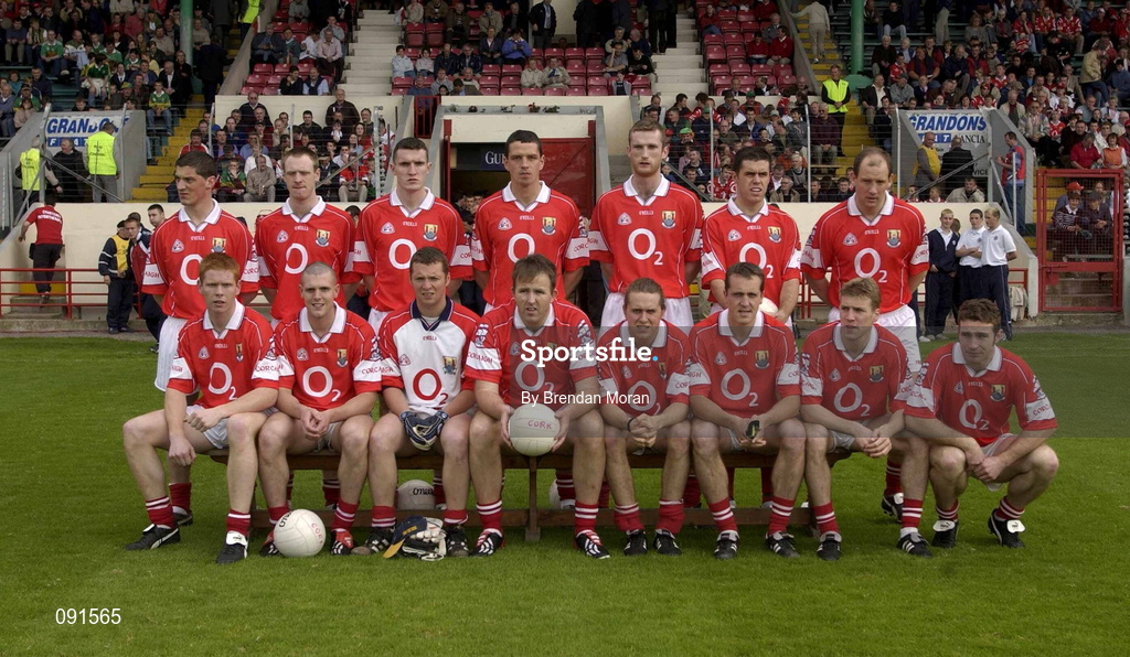 23 June 2002; The Cork panel prior to the Bank of Ireland Munster Senior Football Championship Semi-Final Replay match between Cork and Kerry at Páirc U’ Chaoimh in Cork. Photo by Brendan Moran/Sportsfile