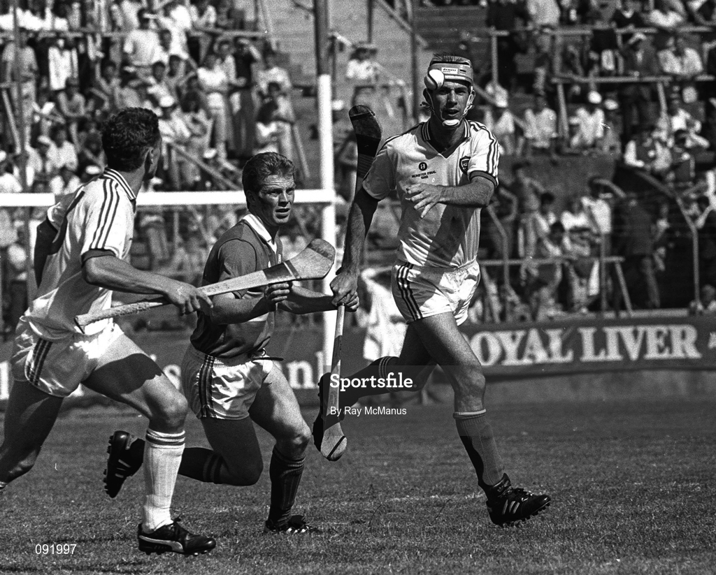 2 July 1989; Ger Fitzpatrick of Waterford in action against Tipperary's Declan Ryan during the Munster Senior Hurling Championship Final match between Tipperary and Waterford at Pairc Ui Chaoimh in Cork. Photo by Ray McManus/Sportsfile