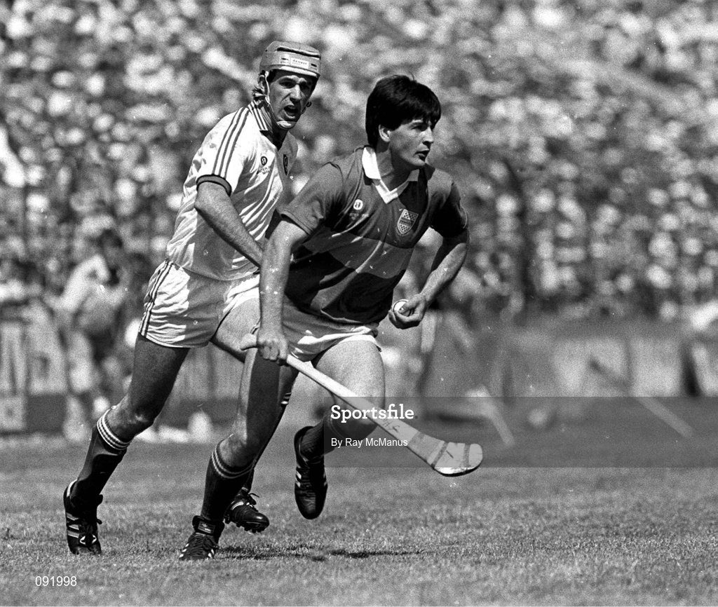2 July 1989; Joe Hayes of Tipperary in action against Ger Fitzpatrick of Waterford during the Munster Senior Hurling Championship Final match between Tipperary and Waterford at Pairc Ui Chaoimh in Cork. Photo by Ray McManus/Sportsfile