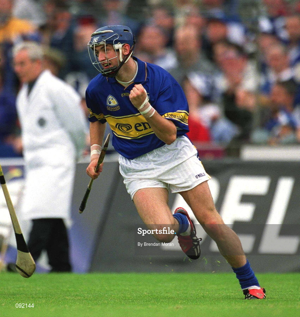 30 June 2002; Brendan Dunne of Tipperary celebrates after scoring his side's second goal goal during the Guinness Munster Senior Hurling Championship Final match between Waterford and Tipperary at Páirc Uí Chaoimh in Cork. Photo by Brendan Moran/Sportsfile
