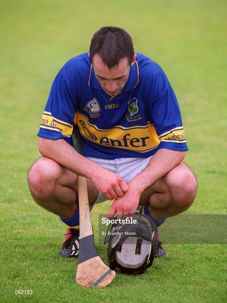 30 June 2002; Thomas Dunne of Tippeary following his side's defeat during the Guinness Munster Senior Hurling Championship Final match between Waterford and Tipperary at Páirc Uí Chaoimh in Cork. Photo by Brendan Moran/Sportsfile