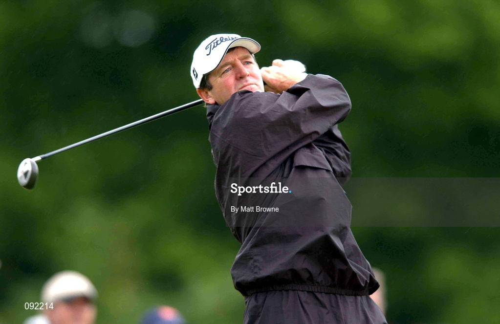 30 June 2002; Des Smyth from Ireland watches his drive from the sixth tee box during day four of the Murphy's Irish Open at Fota Island Resort Golf Club in Cork. Photo by Matt Browne/Sportsfile