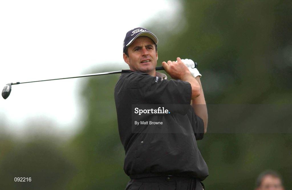 30 June 2002; Richard Bland of England watches his drive from the sixth tee box during day four of the Murphy's Irish Open at Fota Island Resort Golf Club in Cork. Photo by Matt Browne/Sportsfile