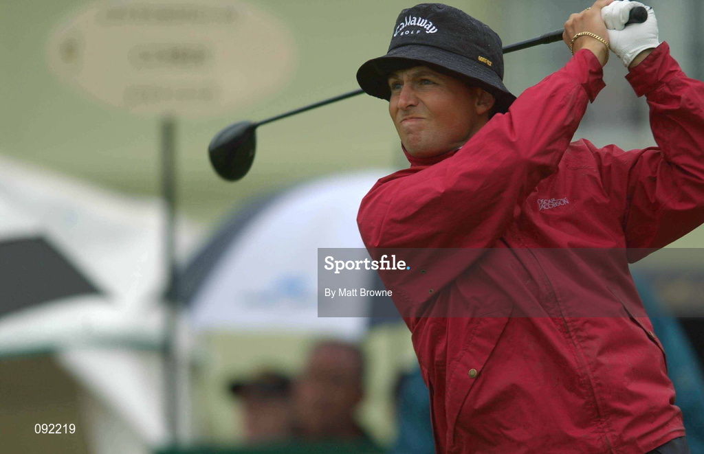 30 June 2002; Niclas Fasth of Sweden watches his drive from the first tee box during day four of the Murphy's Irish Open at Fota Island Resort Golf Club in Cork. Photo by Matt Browne/Sportsfile
