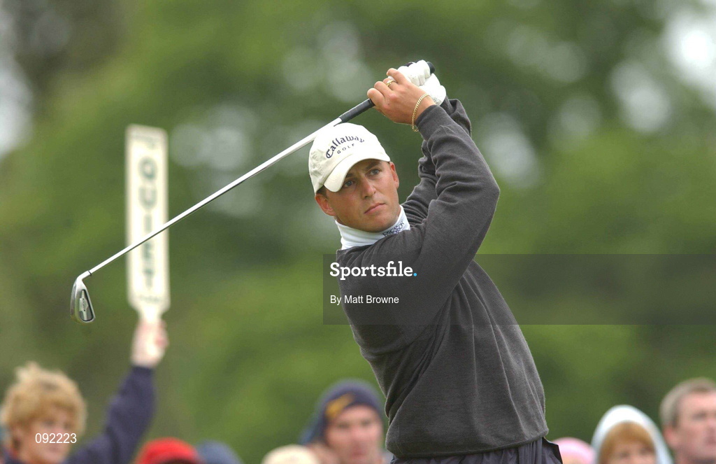 30 June 2002; Niclas Fasth of Sweden watches his tee shot from the sixth tee box during day four of the Murphy's Irish Open at Fota Island Resort Golf Club in Cork. Photo by Matt Browne/Sportsfile