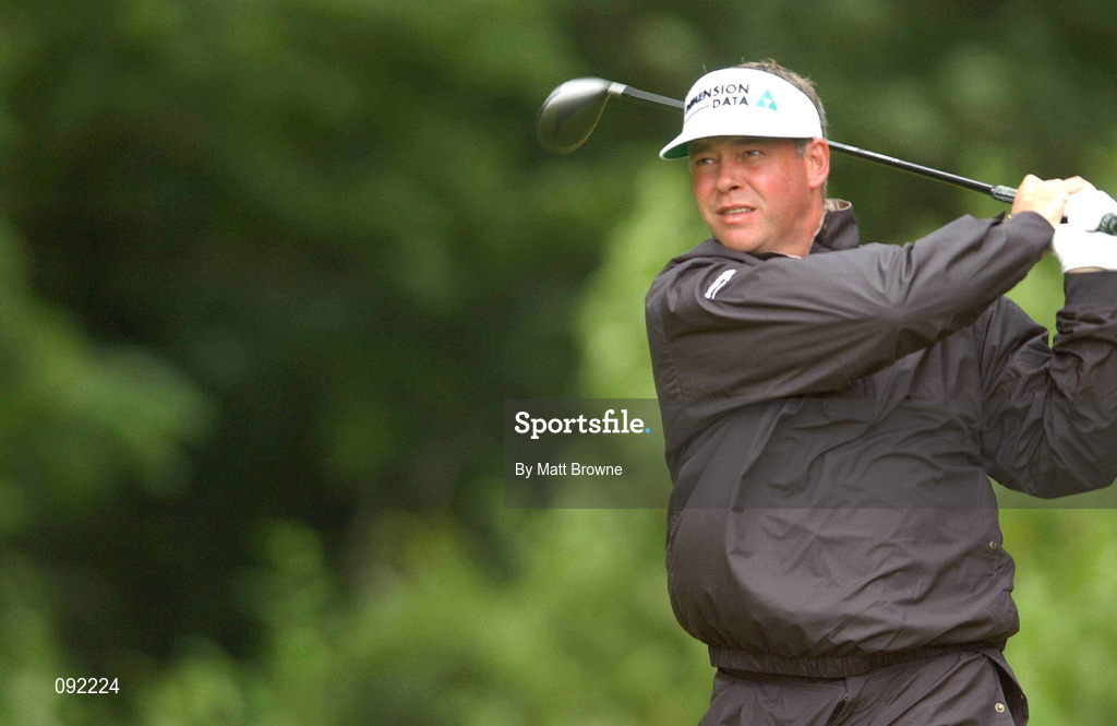 30 June 2002; Darren Clarke of Northern Ireland watches his drive from the 12th tee box during day four of the Murphy's Irish Open at Fota Island Resort Golf Club in Cork. Photo by Matt Browne/Sportsfile