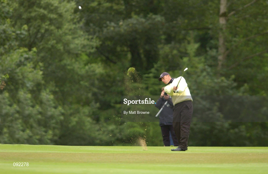 30 June 2002; Soren Hansen of Denmark plays his second shot from the 18th fairway during day four of the Murphy's Irish Open at Fota Island Resort Golf Club in Cork. Photo by Matt Browne/Sportsfile