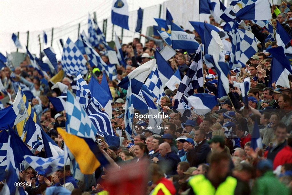 30 June 2002; Waterford supporters during the Guinness Munster Senior Hurling Championship Final match between Waterford and Tipperary at Páirc Uí Chaoimh in Cork. Photo by Brendan Moran/Sportsfile