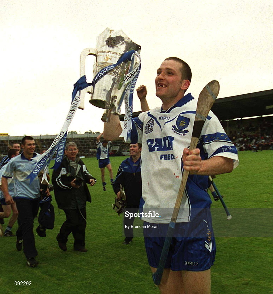 30 June 2002; Ken McGrath of Waterford celebrates with the cup following his side's victory during the Guinness Munster Senior Hurling Championship Final match between Waterford and Tipperary at Páirc Uí Chaoimh in Cork. Photo by Brendan Moran/Sportsfile