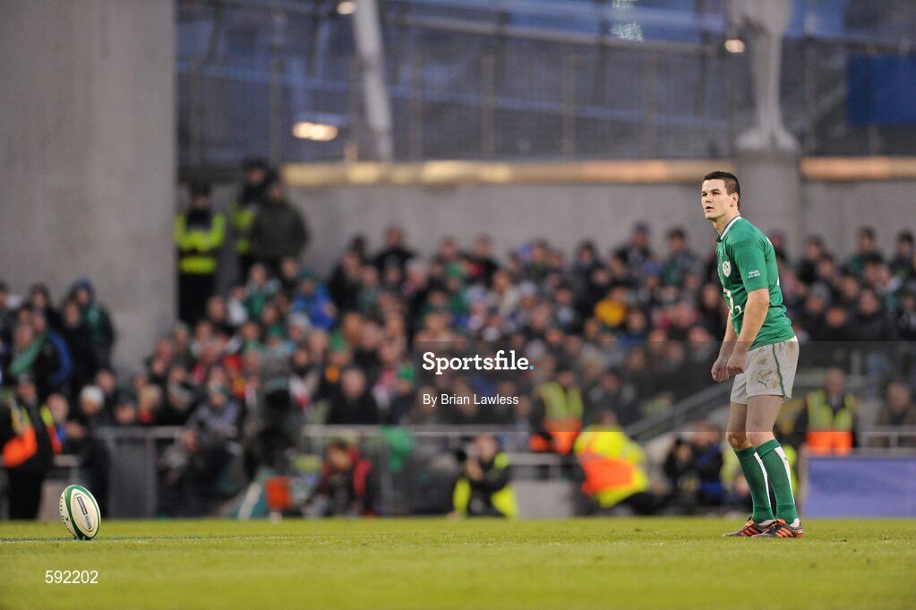 5 February 2012; Jonathan Sexton, Ireland, lines up a late penalty. RBS Six Nations Rugby Championship, Ireland v Wales, Aviva Stadium, Lansdowne Road, Dublin. Picture credit: Brian Lawless / SPORTSFILE