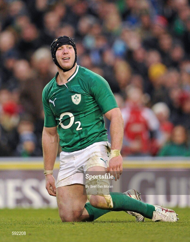 5 February 2012; Stephen Ferris, Ireland, reacts after giving away a late penalty. RBS Six Nations Rugby Championship, Ireland v Wales, Aviva Stadium, Lansdowne Road, Dublin. Picture credit: Brendan Moran / SPORTSFILE