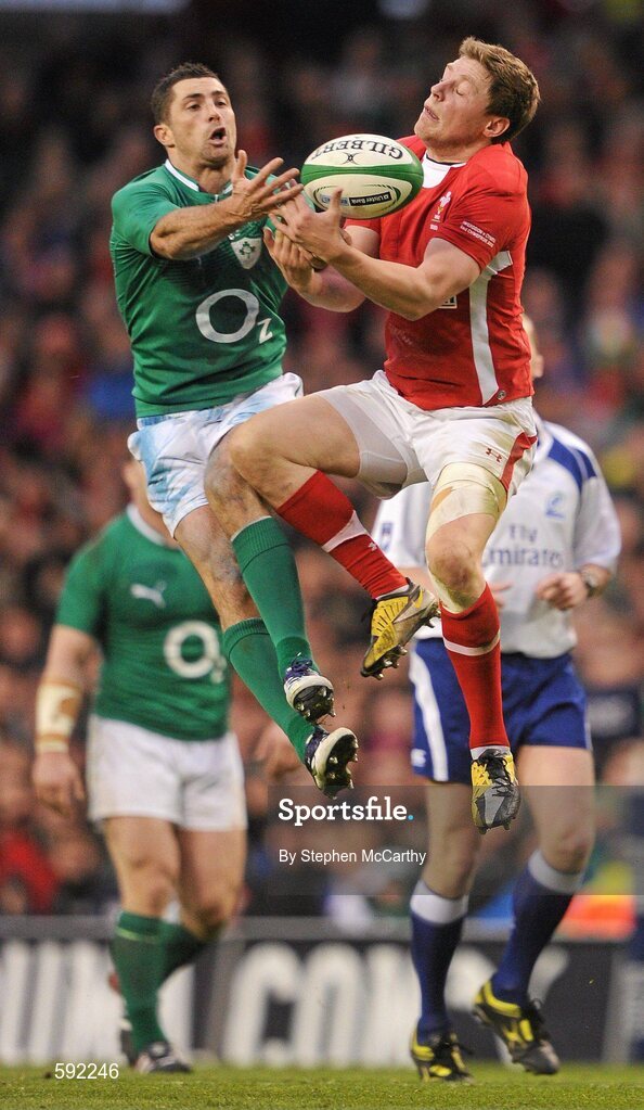 5 February 2012; Rhys Priestland, Wales, in action against Rob Kearney, Ireland. RBS Six Nations Rugby Championship, Ireland v Wales, Aviva Stadium, Lansdowne Road, Dublin. Picture credit: Stephen McCarthy / SPORTSFILE