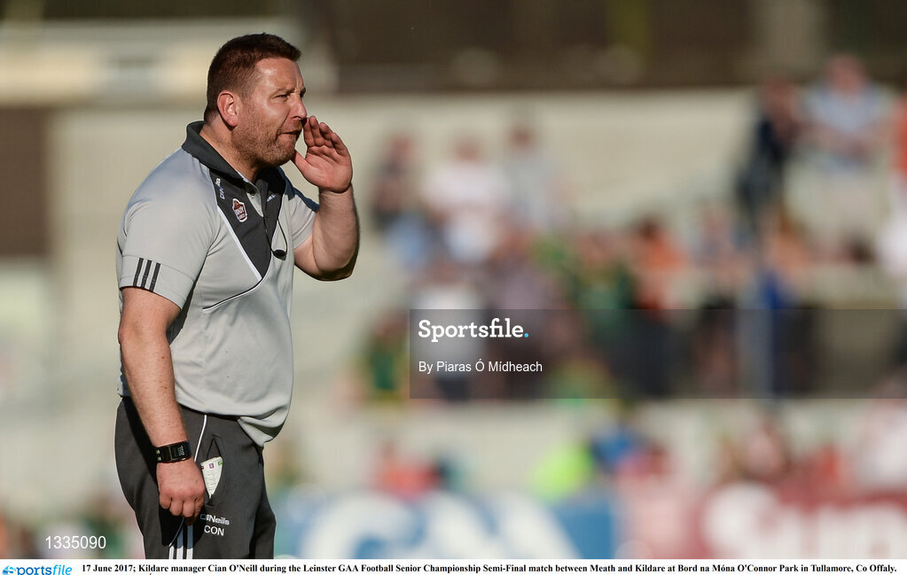 17 June 2017; Kildare manager Cian O'Neill during the Leinster GAA Football Senior Championship Semi-Final match between Meath and Kildare at Bord na Móna O'Connor Park in Tullamore, Co Offaly. Photo by Piaras Ó Mídheach/Sportsfile