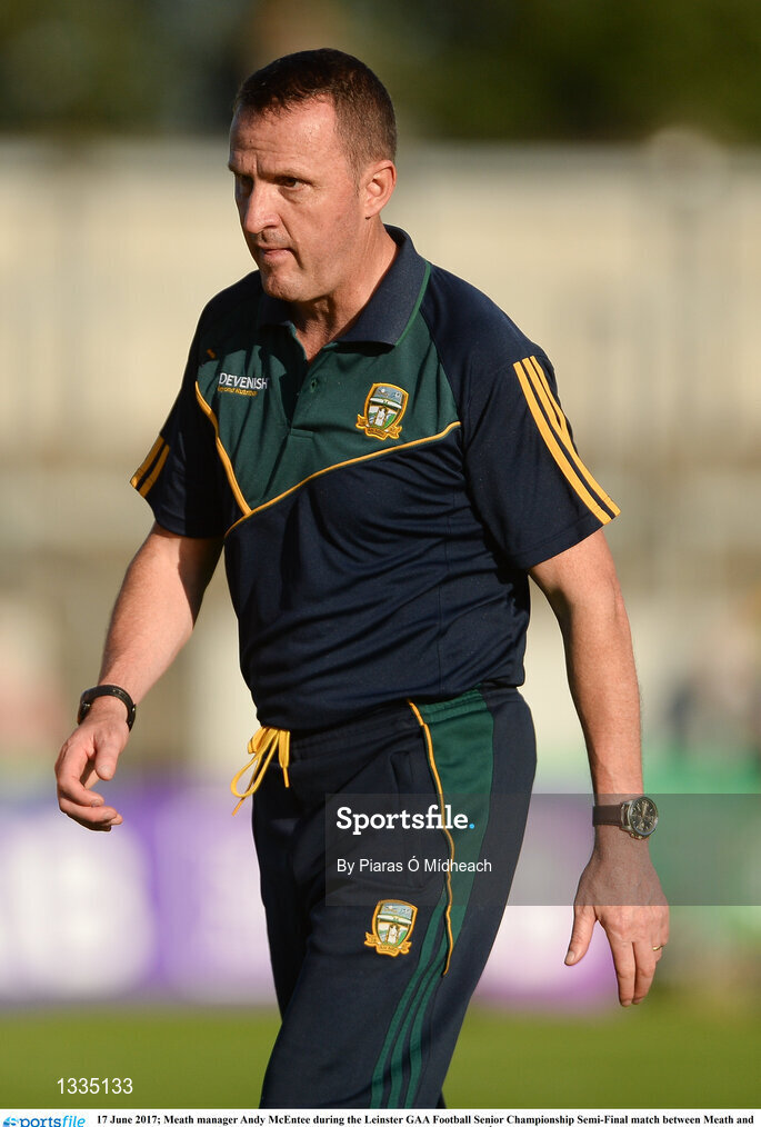 17 June 2017; Meath manager Andy McEntee during the Leinster GAA Football Senior Championship Semi-Final match between Meath and Kildare at Bord na Móna O'Connor Park in Tullamore, Co Offaly. Photo by Piaras Ó Mídheach/Sportsfile