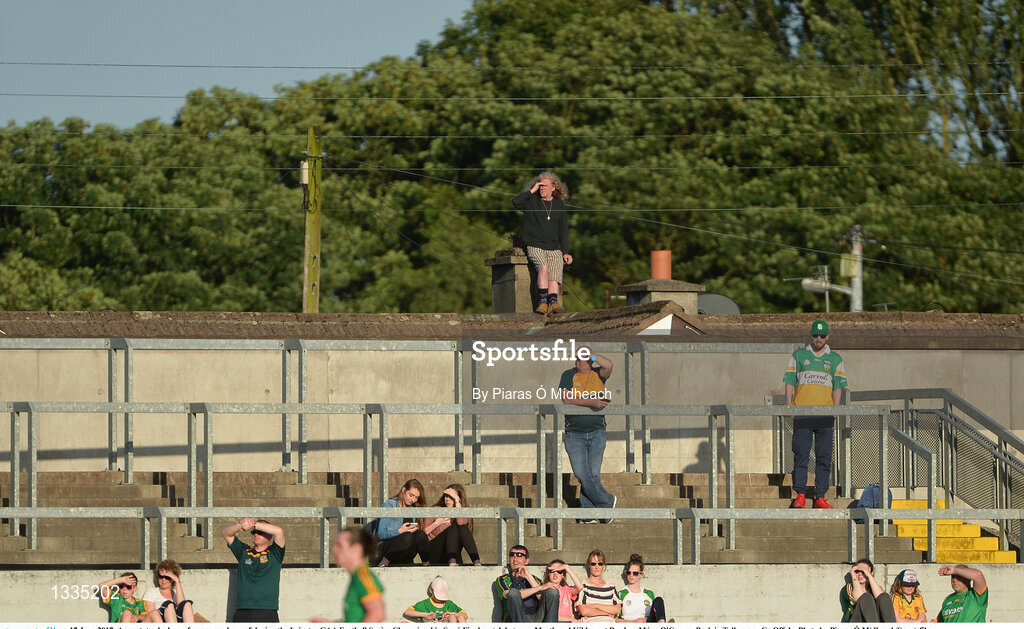 17 June 2017; A spectator looks on from a nearby roof during the Leinster GAA Football Senior Championship Semi-Final match between Meath and Kildare at Bord na Móna O'Connor Park in Tullamore, Co Offaly. Photo by Piaras Ó Mídheach/Sportsfile