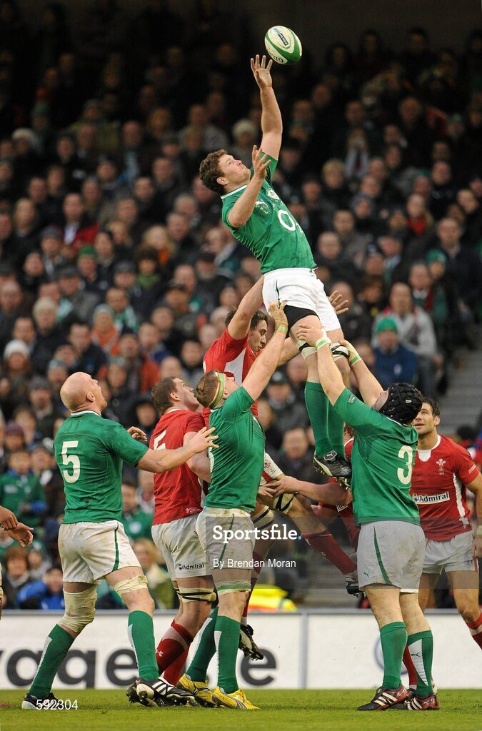 5 February 2012; Donnacha Ryan, Ireland, steals a lineout against Wales. RBS Six Nations Rugby Championship, Ireland v Wales, Aviva Stadium, Lansdowne Road, Dublin. Picture credit: Brendan Moran / SPORTSFILE