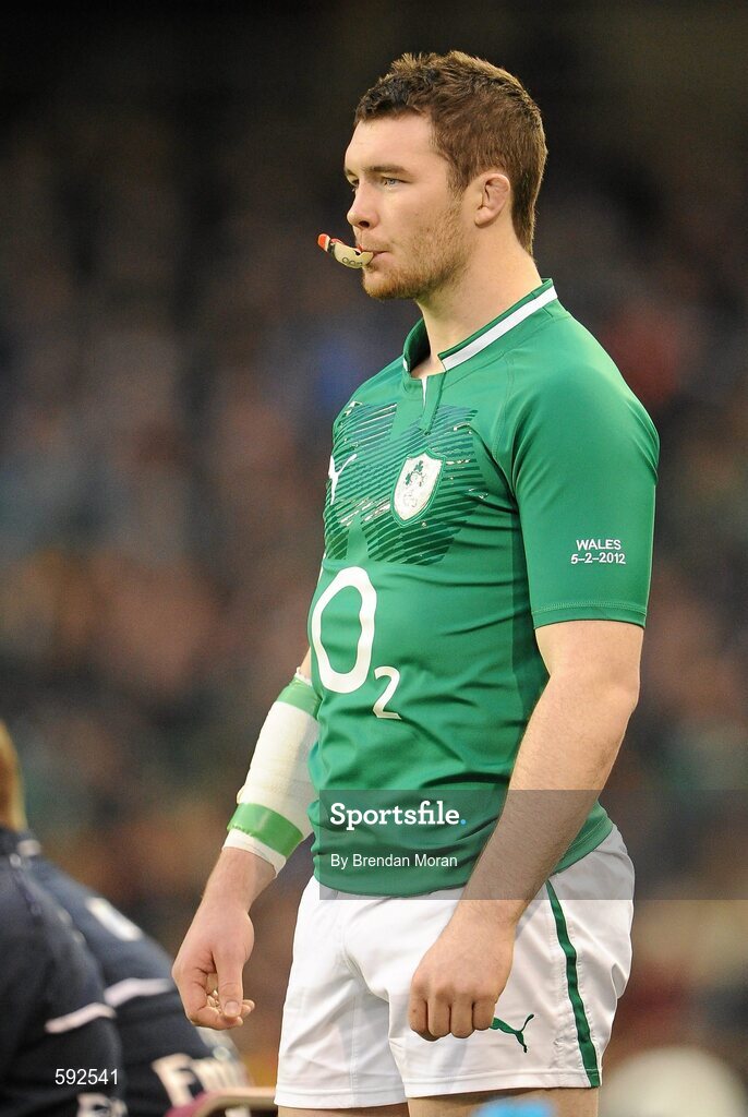 5 February 2012; Peter O'Mahony, Ireland, waits on the sideline. RBS Six Nations Rugby Championship, Ireland v Wales, Aviva Stadium, Lansdowne Road, Dublin. Picture credit: Brendan Moran / SPORTSFILE