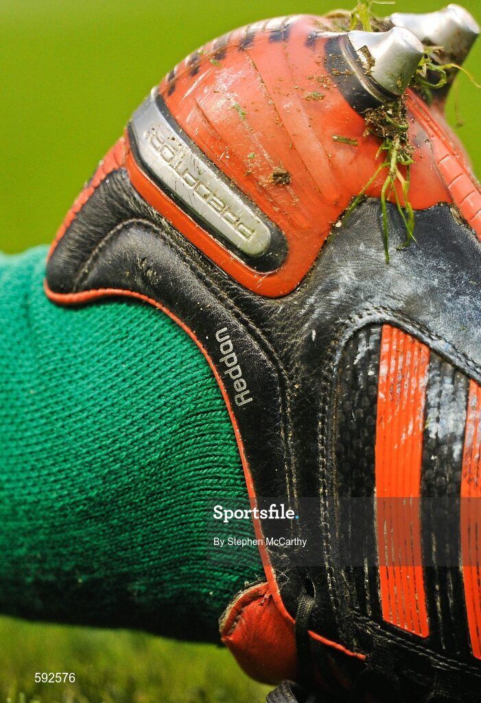 5 February 2012; A detailed view of the boots of Eoin Reddan, Ireland. RBS Six Nations Rugby Championship, Ireland v Wales, Aviva Stadium, Lansdowne Road, Dublin. Picture credit: Stephen McCarthy / SPORTSFILE