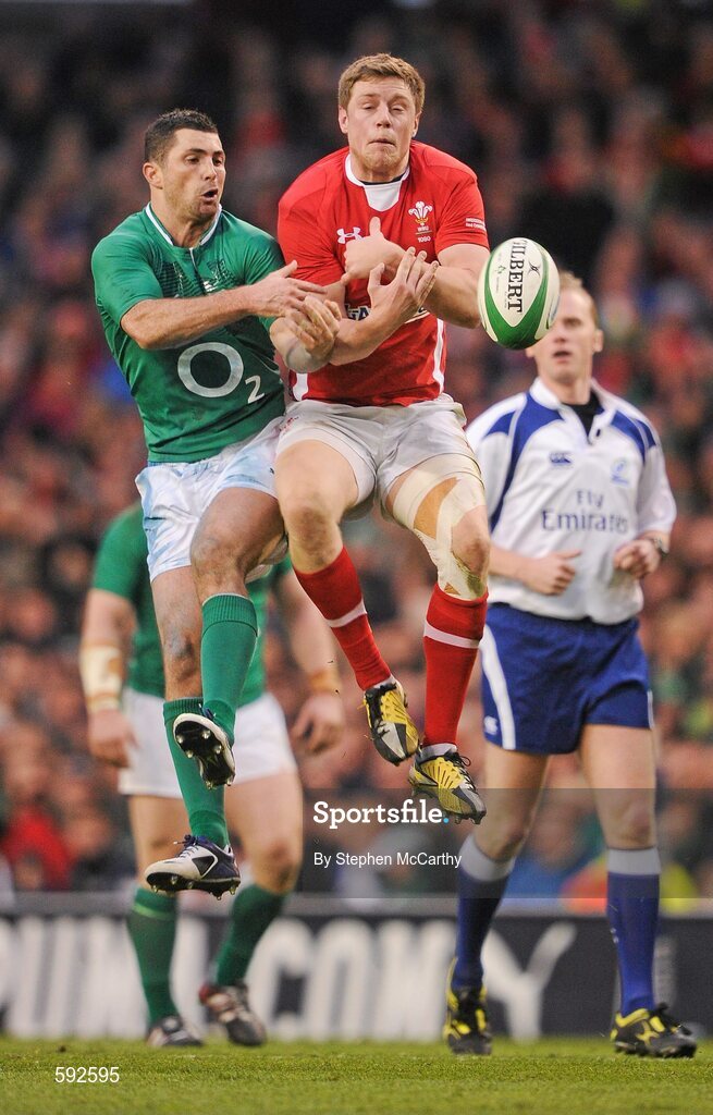5 February 2012; Rhys Priestland, Wales, in action against Rob Kearney, Ireland. RBS Six Nations Rugby Championship, Ireland v Wales, Aviva Stadium, Lansdowne Road, Dublin. Picture credit: Stephen McCarthy / SPORTSFILE