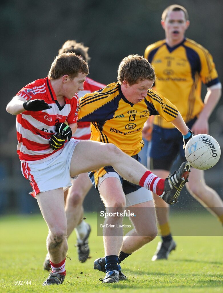 7 February 2012; Jack Brady, Dublin City University, in action against Pa Kilkenny, Cork Institute of Technology. Irish Daily Mail Sigerson Cup, Round 1, Dublin City University v Cork Institute of Technology, DCU Sportsgrounds, Ballymun, Dublin. Picture credit: Brian Lawless / SPORTSFILE