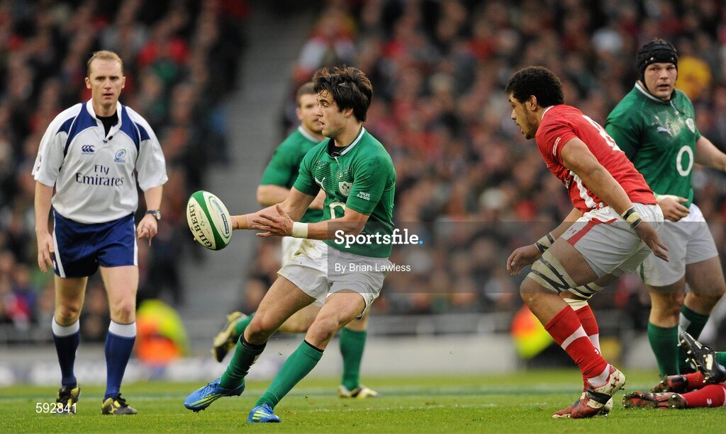 5 February 2012; Conor Murray, Ireland, in action against Toby Faletau, Wales. RBS Six Nations Rugby Championship, Ireland v Wales, Aviva Stadium, Lansdowne Road, Dublin. Picture credit: Brian Lawless / SPORTSFILE