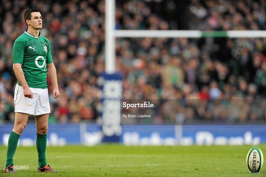 5 February 2012; Jonathan Sexton, Ireland, lines up a penalty. RBS Six Nations Rugby Championship, Ireland v Wales, Aviva Stadium, Lansdowne Road, Dublin. Picture credit: Brian Lawless / SPORTSFILE