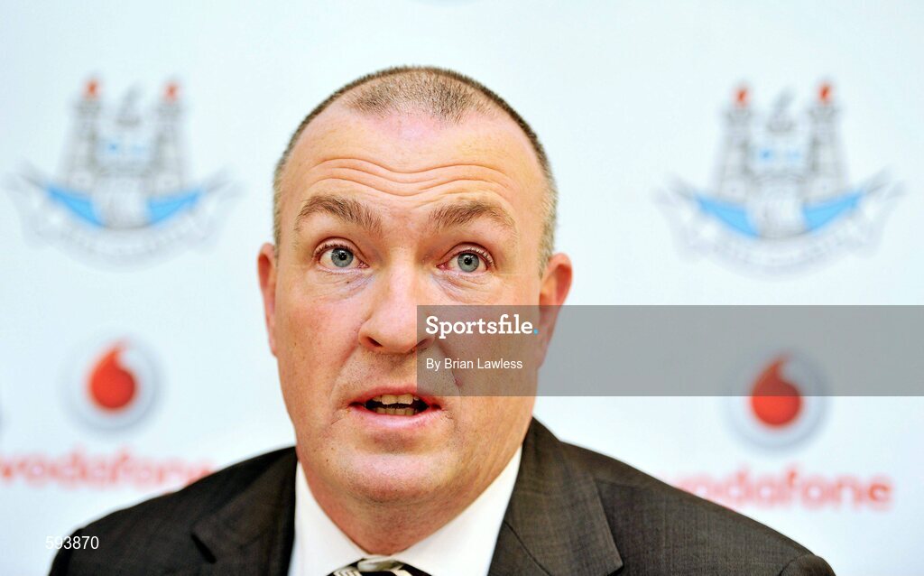 10 February 2012; Dublin manager Pat Gilroy during a press conference ahead of their Allianz Football League, Division 1, Round 2, match against Mayo on Saturday. Dublin Football Squad Press Conference, St Clare's, DCU, Ballymun, Dublin. Picture credit: Brian Lawless / SPORTSFILE