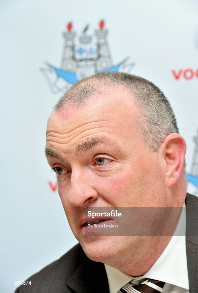 10 February 2012; Dublin manager Pat Gilroy during a press conference ahead of their Allianz Football League, Division 1, Round 2, match against Mayo on Saturday. Dublin Football Squad Press Conference, St Clare's, DCU, Ballymun, Dublin. Picture credit: Brian Lawless / SPORTSFILE