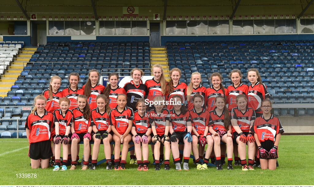 25 June 2017; The Killygarry, Co. Cavan team before the Girls Division 1 Shield Final at the John West Peile na nÓg national competition which took place this weekend across Cavan, Fermanagh and Monaghan. This is the second year that the Féile na nGael and Féile Peile na nÓg have been sponsored by John West, one of the world’s leading suppliers of fish. The competition gives up-and-coming GAA superstars the chance to participate and play in their respective Féile tournament, at a level which suits their age, skills and strengths.   Photo by Matt Browne/Sportsfile
