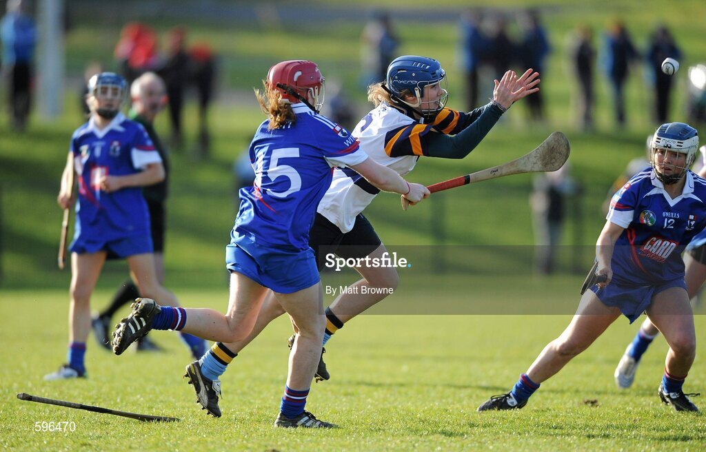 18 February 2012; Leanne Fennelly, University College Dublin, in action against Emma Comerford, Waterford Institute of Technology. 2012 Ashbourne Cup Semi-Final B, Waterford Institute of Technology v University College Dublin, Waterford IT, Waterford. Picture credit: Matt Browne / SPORTSFILE