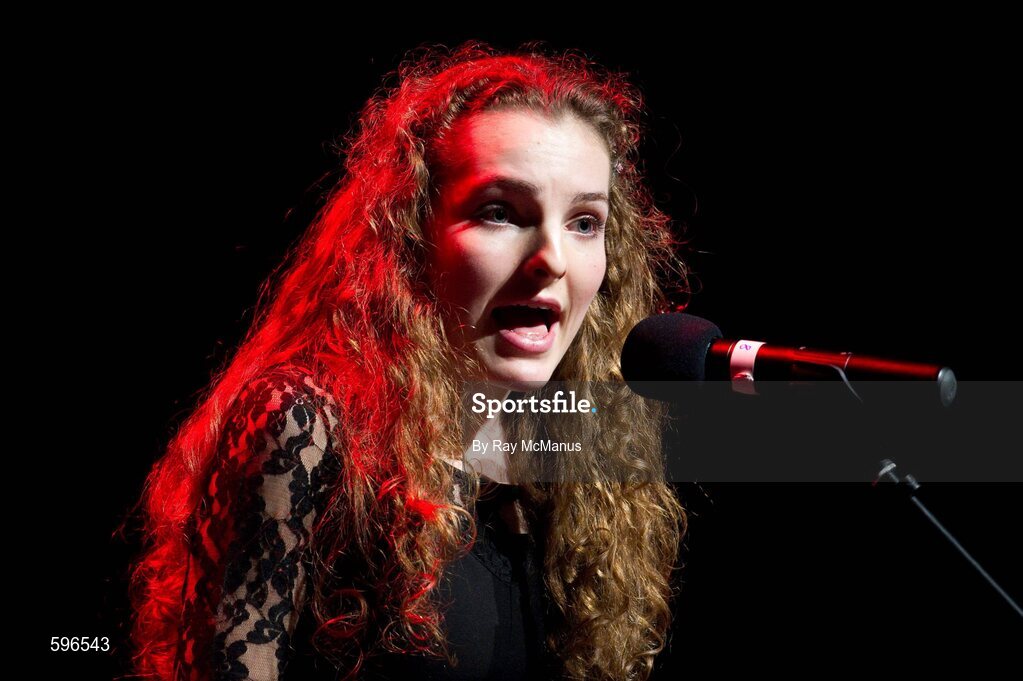 18 February 2012; Kelly Ryan, Ahane GAA Club, Co. Limerick, performing in the 'Solo Singing' competition in the All-Ireland Scór na nÓg Final 2012. Kelly ultimately won the title. Royal Theatre & Events Centre, Castlebar, Co. Mayo. Picture credit: Ray McManus / SPORTSFILE