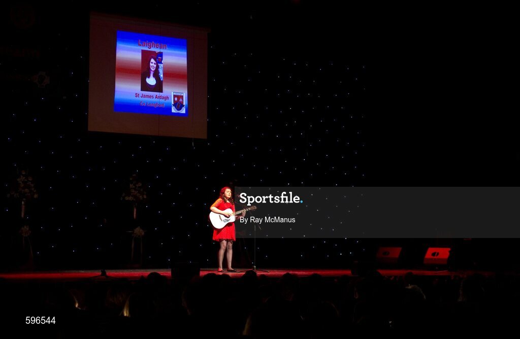 18 February 2012; Samantha McHale, St James GAA Club, Ardagh, Co. Longford, performing in the 'Solo Singing' competition in the All-Ireland Scór na nÓg Final 2012. Royal Theatre & Events Centre, Castlebar, Co. Mayo. Picture credit: Ray McManus / SPORTSFILE