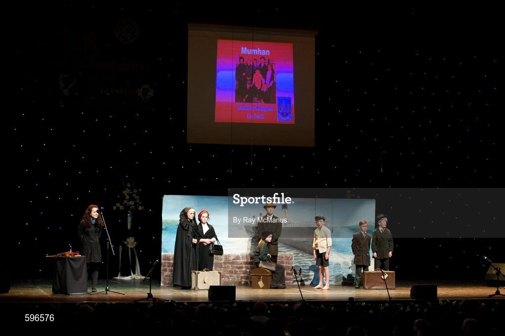 18 February 2012; Members of the Carbery Rangers GAA Club, Co. Cork, performing in the 'Novelty Act' competition in the All-Ireland Scór na nÓg Final 2012. Royal Theatre & Events Centre, Castlebar, Co. Mayo. Picture credit: Ray McManus / SPORTSFILE