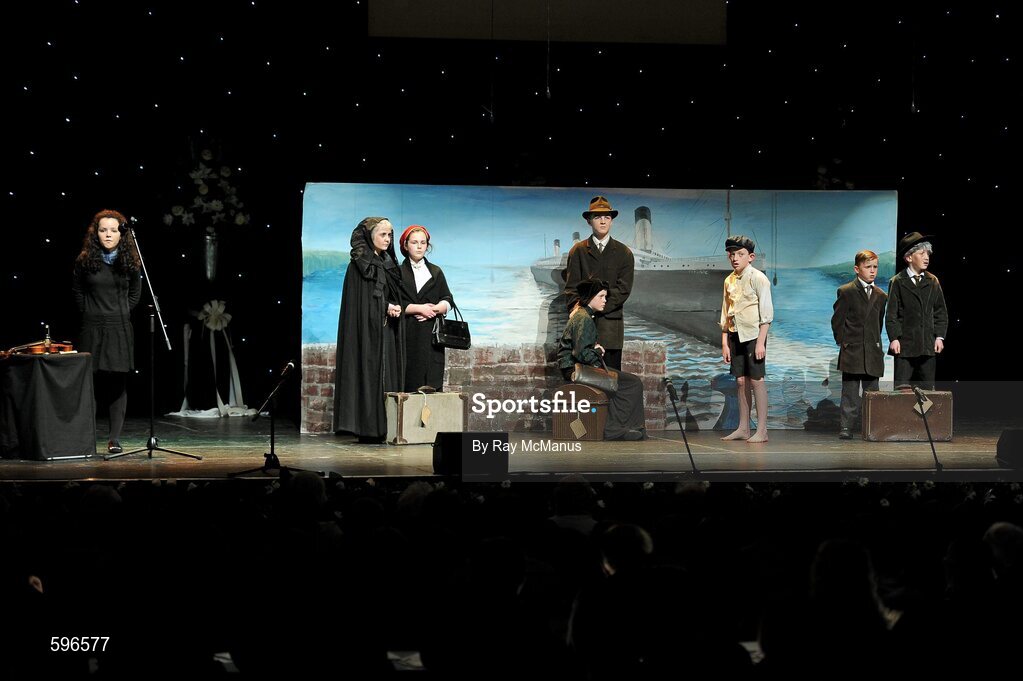 18 February 2012; Members of the Carbery Rangers GAA Club, Co. Cork, performing in the 'Novelty Act' competition in the All-Ireland Scór na nÓg Final 2012. Royal Theatre & Events Centre, Castlebar, Co. Mayo. Picture credit: Ray McManus / SPORTSFILE