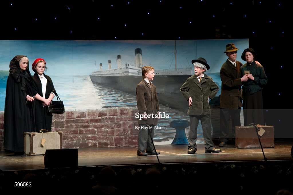 18 February 2012; Members of the Carbery Rangers GAA Club, Co. Cork, performing in the 'Novelty Act' competition in the All-Ireland Scór na nÓg Final 2012. Royal Theatre & Events Centre, Castlebar, Co. Mayo. Picture credit: Ray McManus / SPORTSFILE
