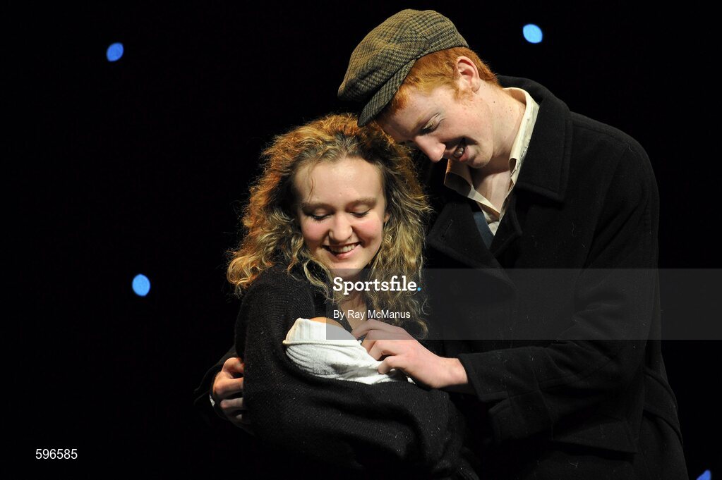 18 February 2012; Toni Doran and Robert Fitzgerald, members of the Carnew Emmetts GAA Club, Co. Wicklow, who won the event, performing in the 'Novelty Act' competition in the All-Ireland Scór na nÓg Final 2012. Royal Theatre & Events Centre, Castlebar, Co. Mayo. Picture credit: Ray McManus / SPORTSFILE