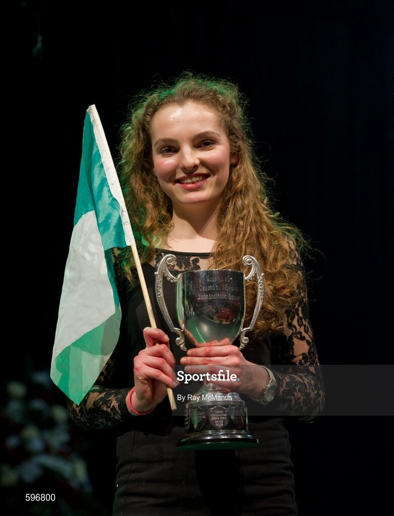 18 February 2012; Kelly Ryan, Ahane GAA Club, Co. Limerick, who won the ‘Solo Singing’ competition during the All-Ireland Scór na nÓg Finasl 2012. Royal Theatre & Events Centre, Castlebar, Co. Mayo. Picture credit: Ray McManus / SPORTSFILE