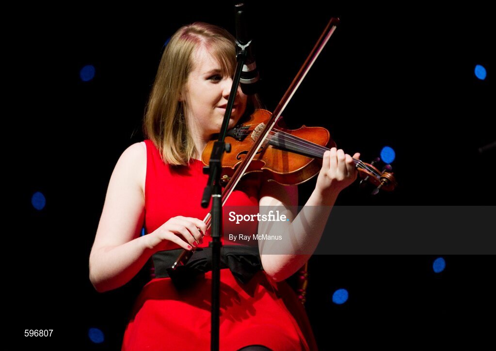 18 February 2012; Helen Brady, a member of the Na Fianna GAA Club, Killeagh, Co. Offaly, who won the event, performing in the 'Instrumental Music' competition during the All-Ireland Scór na nÓg Final 2012. Royal Theatre & Events Centre, Castlebar, Co. Mayo. Picture credit: Ray McManus / SPORTSFILE