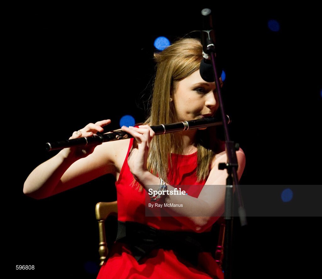 18 February 2012; Maura Ní Cheallaigh, a member of the Na Fianna GAA Club, Killeagh, Co. Offaly, who won the event, performing in the 'Instrumental Music' competition during the All-Ireland Scór na nÓg Final 2012. Royal Theatre & Events Centre, Castlebar, Co. Mayo. Picture credit: Ray McManus / SPORTSFILE