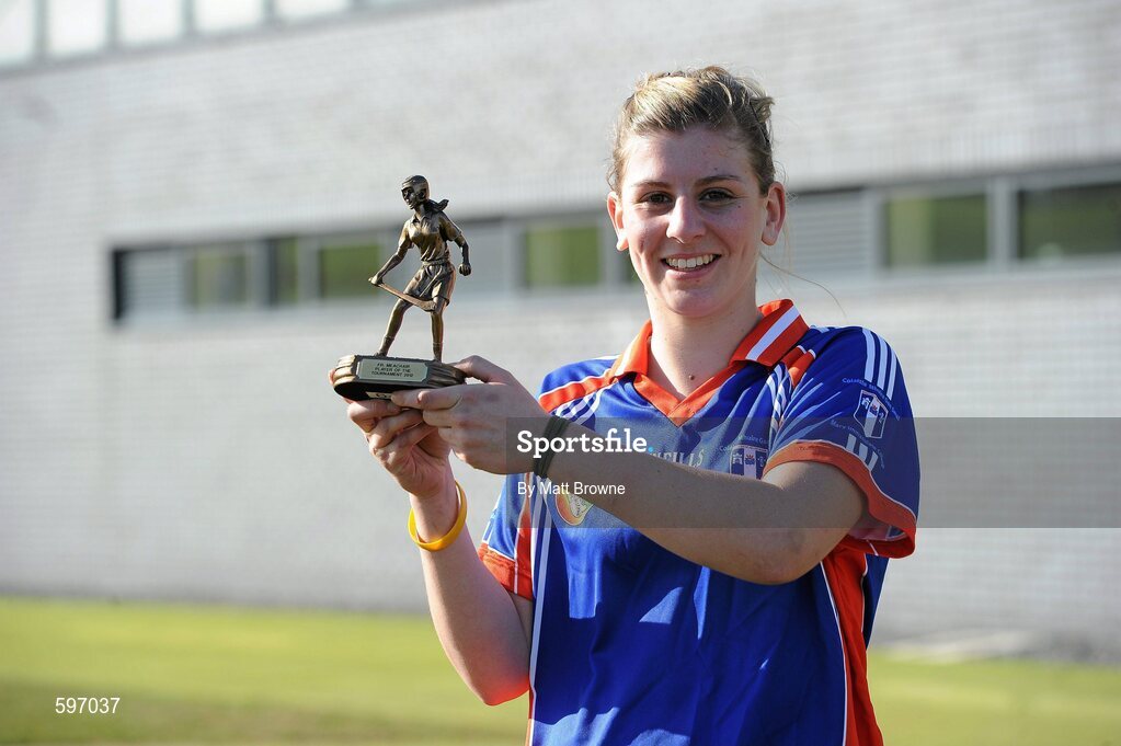 19 February 2012; Katie Campbell, Mary Immaculate Limerick, with her player of the match award. 2012 Fr. Meachair Cup Final, Mary Immaculate Limerick v St. Patrick's College Drumcondra, Waterford IT, Waterford. Picture credit: Matt Browne / SPORTSFILE