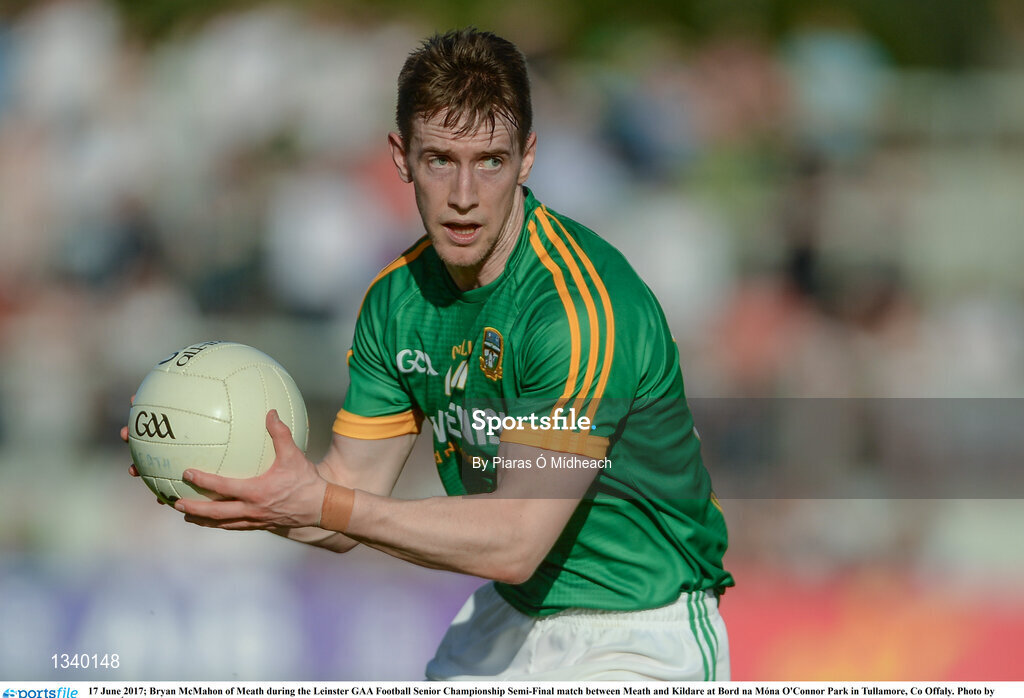 17 June 2017; Bryan McMahon of Meath during the Leinster GAA Football Senior Championship Semi-Final match between Meath and Kildare at Bord na Móna O'Connor Park in Tullamore, Co Offaly. Photo by Piaras Ó Mídheach/Sportsfile