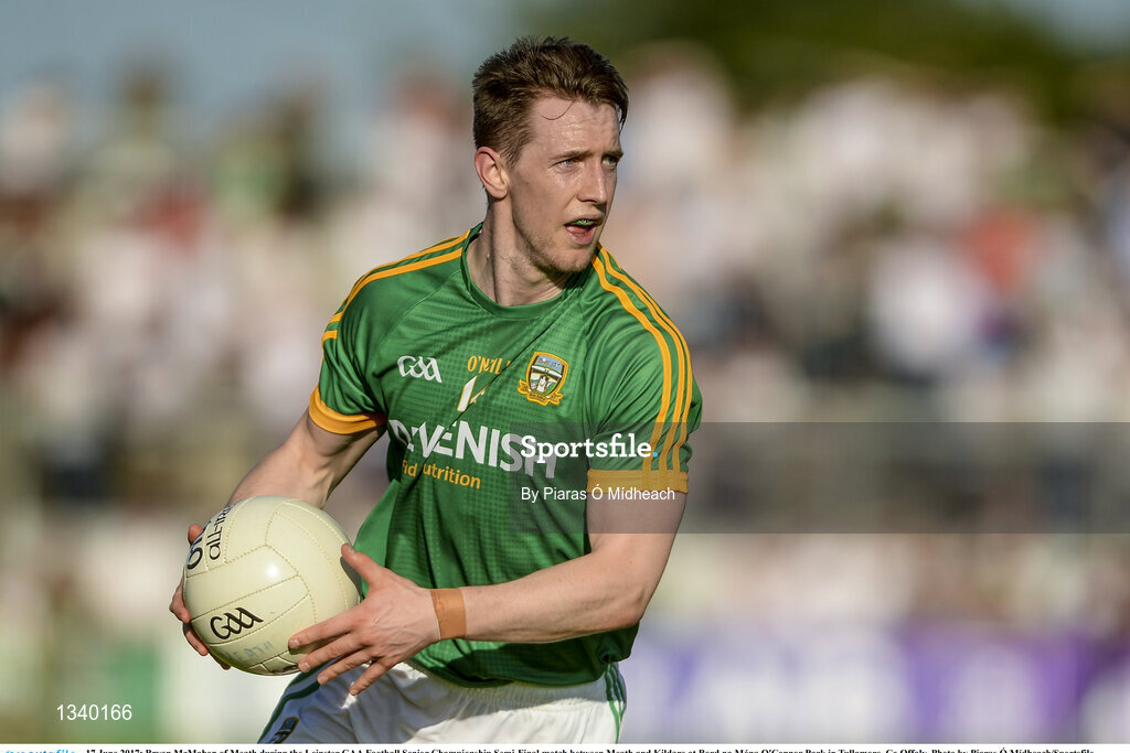 17 June 2017; Bryan McMahon of Meath during the Leinster GAA Football Senior Championship Semi-Final match between Meath and Kildare at Bord na Móna O'Connor Park in Tullamore, Co Offaly. Photo by Piaras Ó Mídheach/Sportsfile
