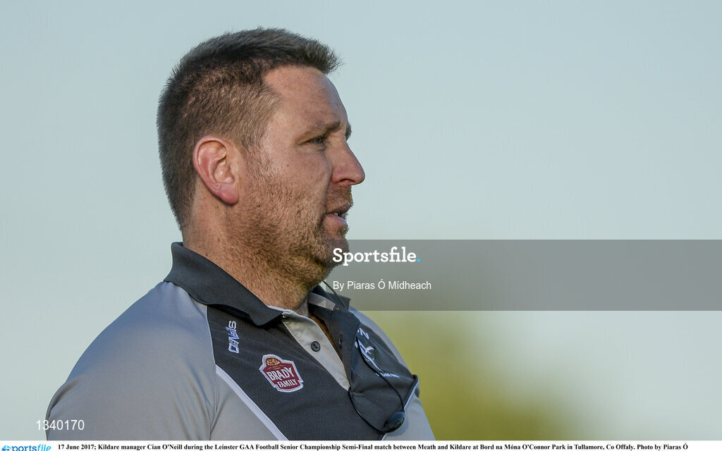 17 June 2017; Kildare manager Cian O'Neill during the Leinster GAA Football Senior Championship Semi-Final match between Meath and Kildare at Bord na Móna O'Connor Park in Tullamore, Co Offaly. Photo by Piaras Ó Mídheach/Sportsfile
