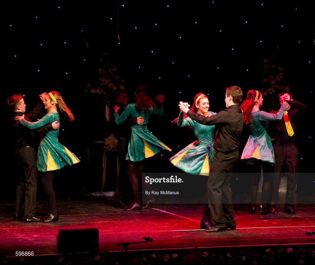 18 February 2012; St Joseph's GAA Club, Co. Westmeath, performing in the 'Set Dancing' competition in the All-Ireland Scór na nÓg Final 2012. Royal Theatre & Events Centre, Castlebar, Co. Mayo. Picture credit: Ray McManus / SPORTSFILE
