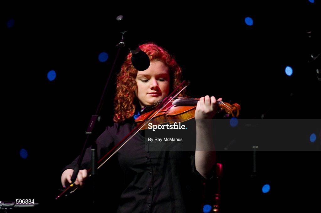 18 February 2012; Cassandra Ní Chreimín, a member of the Ballydonoghue GAA Club, Co. Kerry, performing in the 'Instrumental Music' competition during the All-Ireland Scór na nÓg Final 2012. Royal Theatre & Events Centre, Castlebar, Co. Mayo. Picture credit: Ray McManus / SPORTSFILE
