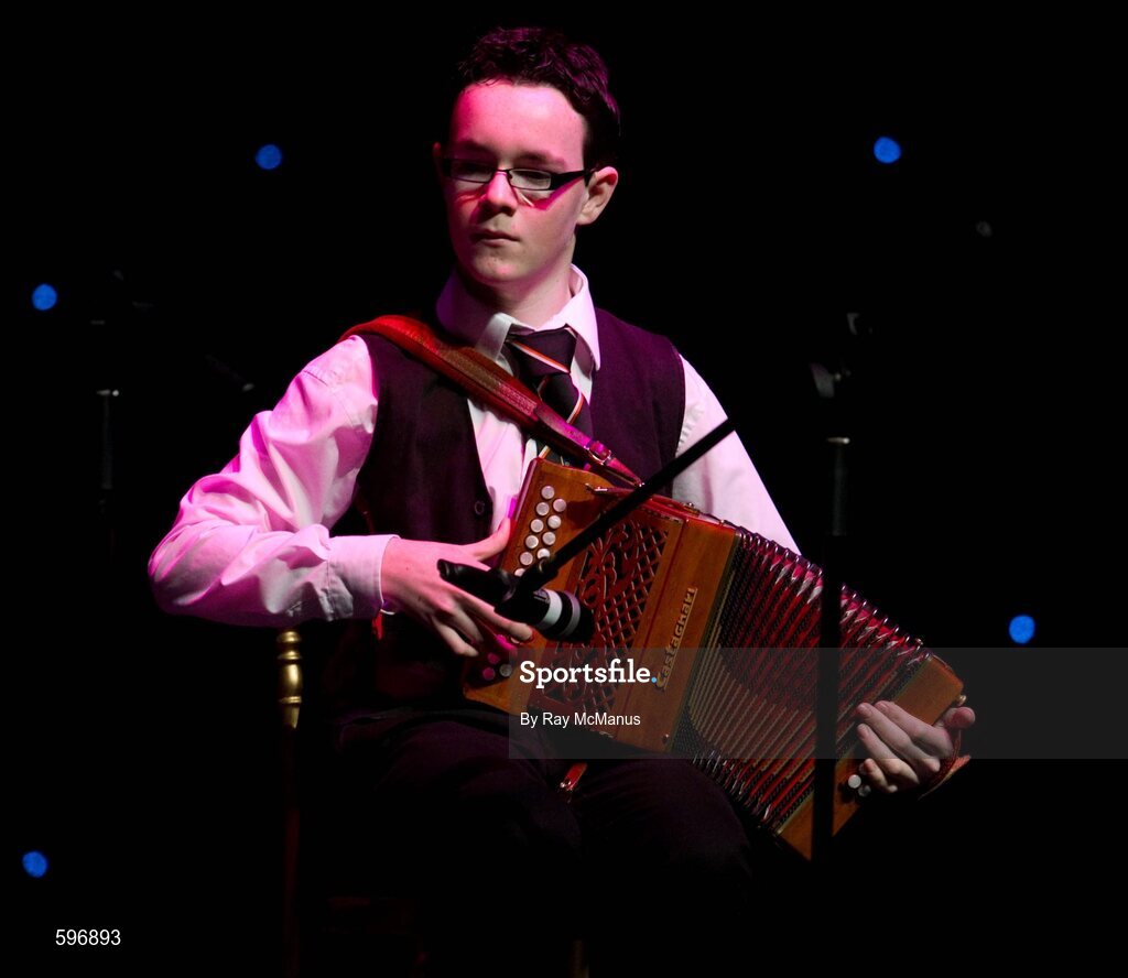 18 February 2012; Michael McClean, a member of the Mullaghbawn GAA Club, Co. Armagh, performing in the 'Instrumental Music' competition during the All-Ireland Scór na nÓg Final 2012. Royal Theatre & Events Centre, Castlebar, Co. Mayo. Picture credit: Ray McManus / SPORTSFILE